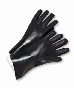 West Chester J1017RF Black PVC Coated Glove, 10" Length, Sandpaper Grip, Jersey Lined Gloves -  Large - Box/12 Pairs