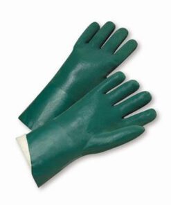 West Chester J1247RF Green PVC Coated, 14" Length, Sandpaper Grip, Jersey Lined Gloves - Large - Box/12 Pairs