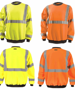 OccuNomix LUX-CSWT Hi Vis Crew Sweatshirt, ANSI Class 3, Wicking, 9 oz. Fabric Wt, Hi Vis Yellow or Hi Vis Orange