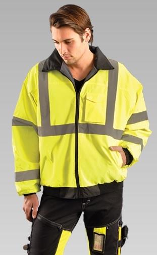 OccuNomix LUX-ETJBJ Value Hi Vis Bomber Jacket, ANSI Class 3, Water Resistant, Fleece Lined, Temperature Range 27.5