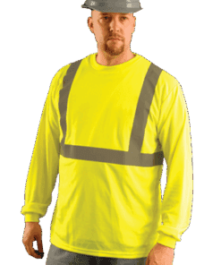OccuNomix LUX-LSET2B Classic Long Sleeve Wicking Birdseye T-Shirt, ANSI Class 2, Hi Vis Yellow