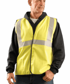 OccuNomix Class 2 Flame Resistant Cotton Single Stripe Solid Vest, NFPA 70E/HRC = 1, ASTM F1506, Nomex Thread, Yellow, #LUX-SSCGFR