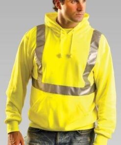 OccuNomix LUX-SWTLH Class 2 Hi Vis Yellow Pullover Lightweight Hoodie Sweatshirt