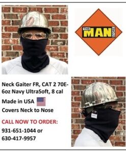 Neck Gaiter - FR CAT 2 70E - 6oz Navy UltraSoft, 8 cal, Made in USA