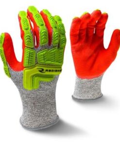 Radians RWG603 Cut Resistant High Performance Gloves, 13 Gauge HPPE Shell, Sandy Foam Nitrile Coated Palm, TPR Impact Protection, ANSI Cut Level A5, Box/12 Pairs