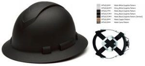 Pyramex Ridgeline Hydro Dipped Full Brim 4 Pt Ratchet Suspension Hard Hat, 7 Variations/ Colors, Box/12