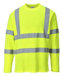 Portwest S278 Hi Vis Class 3 Cotton Comfort Long Sleeve T-Shirt, Hi Vis Yellow