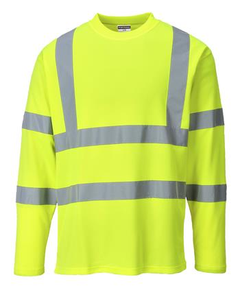 Portwest S278 Hi Vis Class 3 Cotton Comfort Long Sleeve T-Shirt, Hi Vis Yellow