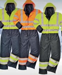 Portwest S485 Class 3 Insulated Coverall Hi Vis Yellow or Orange with Black Bottom 300 Denier Shell, Waterproof