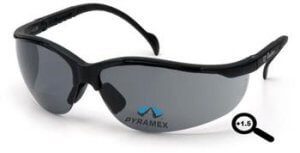 Pyramex SB1820R15 Safety Glasses, V2 Readers Eyewear Gray +1.5 Lens with Black Frame, Qty: Box/12 prs