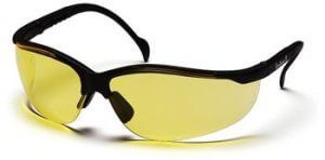 Pyramex SB1830S Safety Glasses, Venture II Eyewear Amber Lens with Black Frame, Qty: Box/12 prs