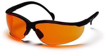 Pyramex SB1840S Safety Glasses, Venture II Eyewear Orange Lens with Black Frame, Qty: Box/12 prs