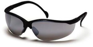 Pyramex SB1870S Safety Glasses, Venture II Eyewear Silver Mirror Lens with Black Frame, Qty: Box/12 prs