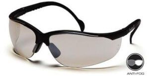 Pyramex SB1880ST Safety Glasses, Venture II Eyewear IO Mirror Anti-Fog Lens with Black Frame, Qty: Box/12 prs