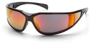 Pyramex SB5155DT Safety Glasses, Exeter Eyewear Sky Red Mirror Anti-Fog Lens with Black Frame, Qty: Box/12 prs