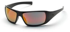 Pyramex SB5645D Safety Glasses, Goliath Eyewear Ice Orange Mirror Lens with Black Frame, Qty: Box/12 prs