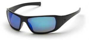 Pyramex SB5665D Safety Glasses, Goliath Eyewear Ice Blue Mirror Lens with Black Frame, Qty: Box/12 prs