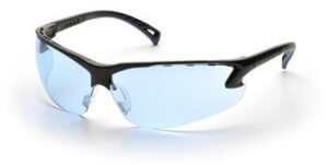 Pyramex SB5760D Safety Glasses, Venture 3 Eyewear Infinity Blue Lens with Black Frame, Qty: Box/12 prs