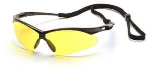 Pyramex SB6330SP Safety Glasses, PMXtreme Eyewear Amber Lens with Black Frame & Cord, Qty: Box/12 prs