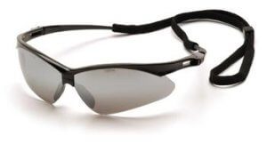 Pyramex SB6370SP Safety Glasses, PMXtreme Eyewear Silver Mirror Lens with Black Frame & Cord, Qty: Box/12 prs