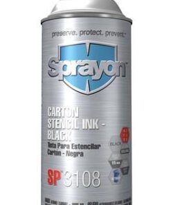 Sprayon SC3108000 Carton Stencil Ink SP3108 Black, Aerosol 12 Oz. Cans, Case/12