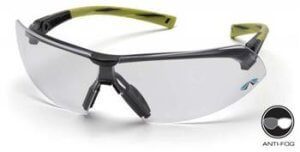 Pyramex SGR4910ST Safety Glasses, Onix Eyewear Clear Anti-Fog Lens with Black/Hi-Vis Green Frame, Qty: Box/12 prs