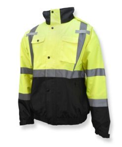 Radians SJ320B Hi Vis Class 3 Durable Ripstop 3-in-1 Bomber Jacket with Color Blocking, Hi Vis Yellow & Black