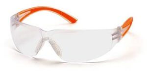 Pyramex SO3610S Safety Glasses, Cortez Eyewear Clear Lens with Orange Temples, Qty: Box/12 prs