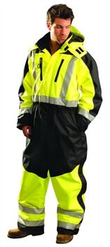 OccuNomix SP-CVL Speed Collection Premium Cold Weather Hi Vis Coverall, ANSI Class 3, ASTM Method F 1671 Viral Protection, Waterproof, Storm Flaps