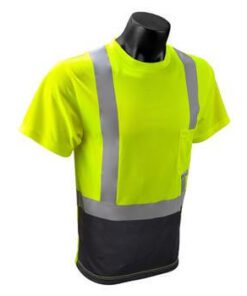 Radians ST11B-2PGS Hi Vis Green Class 2 Short Sleeve Moisture Wicking T-Shirt with Black Bottom
