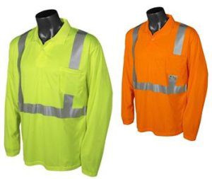 Radians ST22 Hi Vis Class 2 Long Sleeve Polo Safety Shirt, Max-Dri Moisture Wicking Mesh, Hi Vis Lime Green or Hi Vis Orange