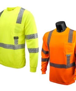 Radians Hi Vis Class 3 Long Sleeve T-Shirt with UV Protection, Reflective Segmented Tape, Moisture Wicking, Hi Vis Yellow ST24-3PGS or Hi Vis Orange ST24-3POS