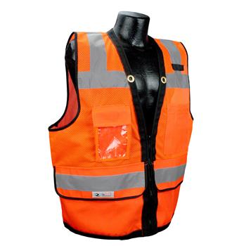 Radians SV59Z-2ZOD Class 2 Heavy Duty Surveyor Safety Vest with Zipper - Orange