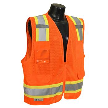 Radians SV6-2ZOM Class 2 Two Tone Surveyor Safety Vest - Orange