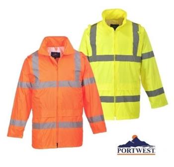 PortWest UH440 Hi Vis Green or Orange Class 3 Rain Jacket / Windbreaker