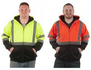 Utility Pro Wear UHV425 Stain-Resistant ANSI Class 3 Hi Vis Hooded Zip Front Sweatshirt, Tricot Lining with Self Wicking