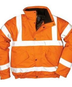 PortWest Hi Vis Orange Class 3 Winter Bomber Waterproof 300 Denier Durable Waterproof Shell with Warm Wadding Liner URT32