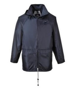 PortWest US440NAR Classic Waterproof Rain Jacket, Sealed Seams, Pack Away Hood, Navy
