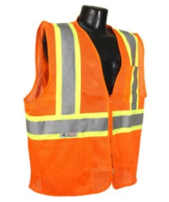 Alternative view of Radians SV225-2ZOM Class 2 Self Extinguishing Vest with Two-Tone Trim - Orange