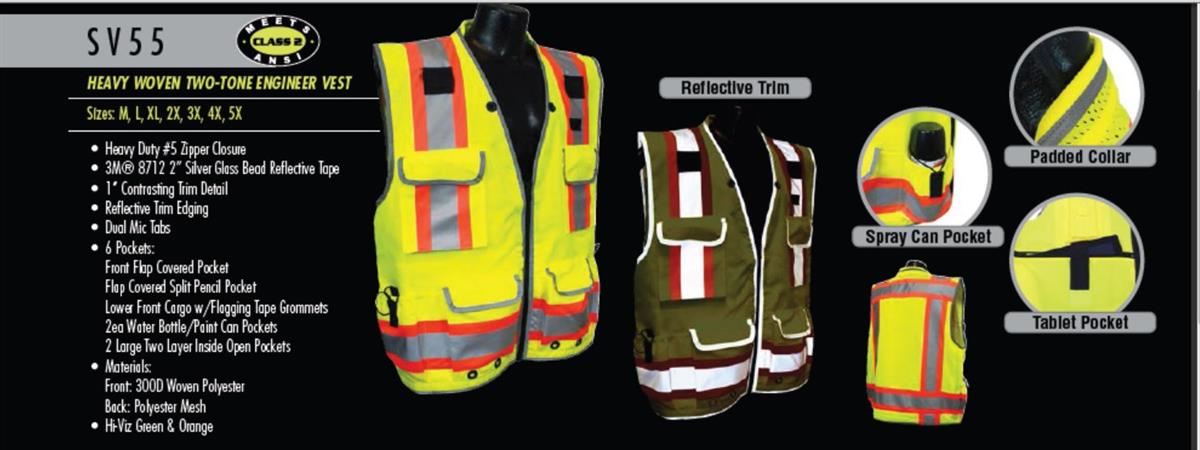 Radians SV55-2ZOD Class 2 Heavy Woven Engineer Vest - Orange - Image 4