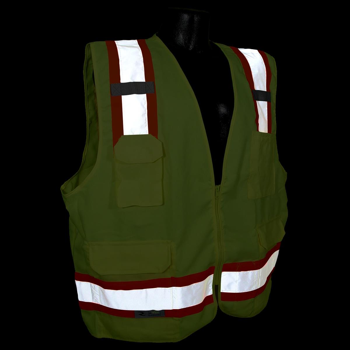 Radians SV62-2ZGT Class 2 Surveyor Heavy Duty Solid Twill Safety Vest - Green - Image 4