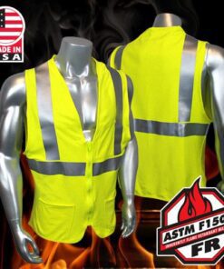 Alternative view of Radians FR Hi Vis Vest Class 2 Green Arc Rated, Comfortable Jersey Knit, Zipper, HRC2 SV92J-2ZGS3P Made in USA
