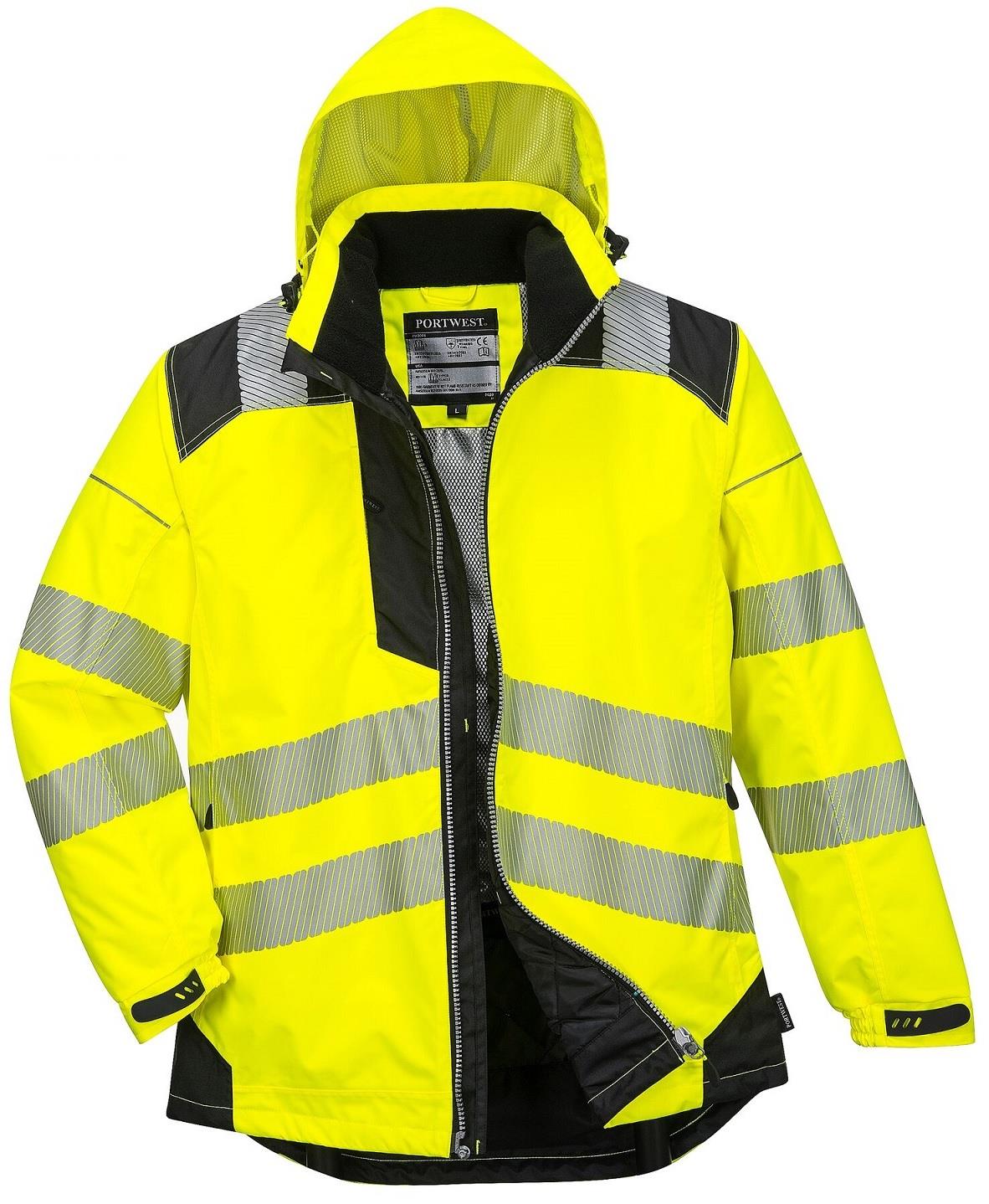 PortWest T400 PW3 Vision Hi Vis Rain Jacket, Class 3 Type R, Insulatex Heat Reflective Lining, Waterproof, Hi Vis Yellow - Image 2