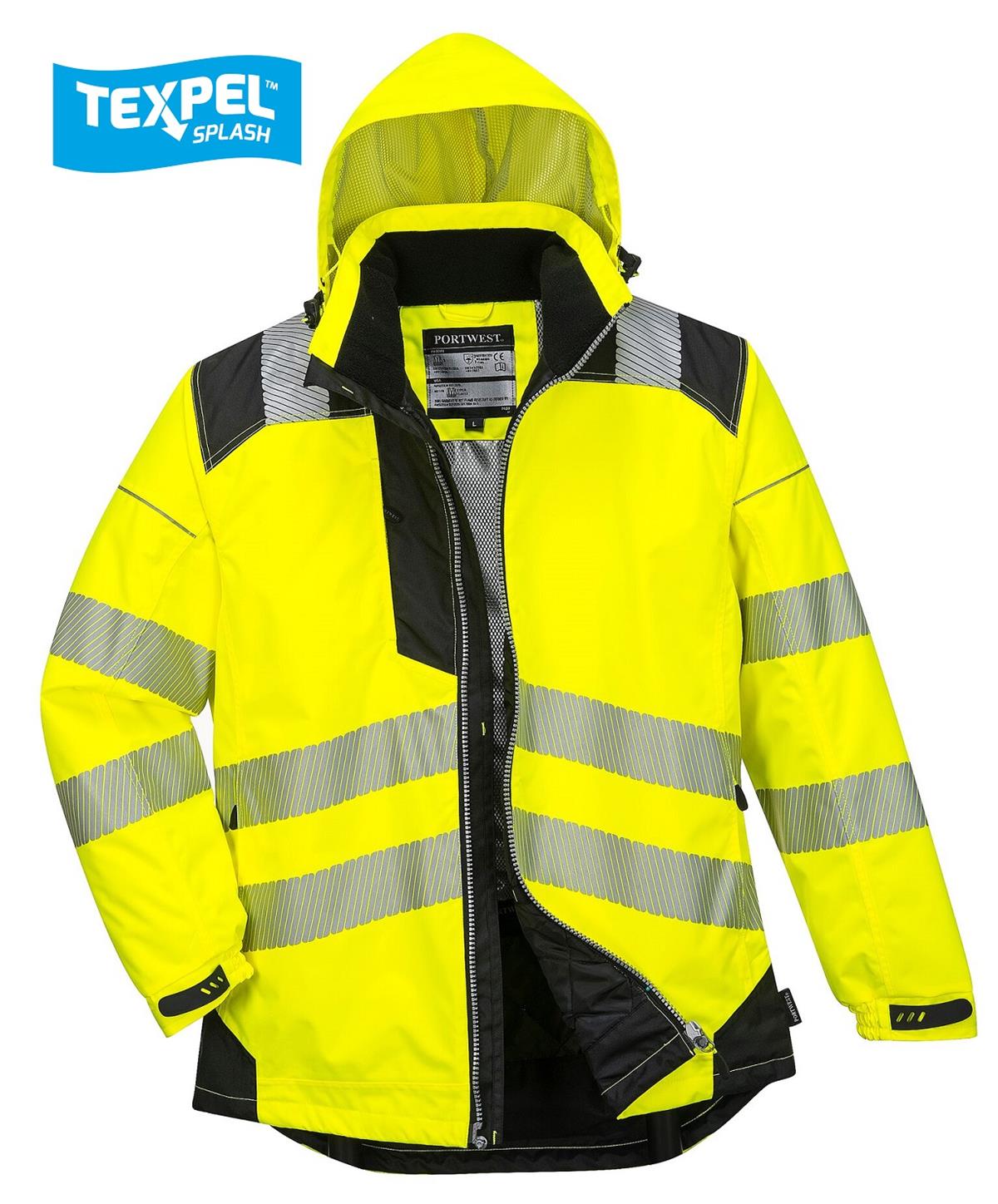 PortWest T400 PW3 Vision Hi Vis Rain Jacket, Class 3 Type R, Insulatex Heat Reflective Lining, Waterproof, Hi Vis Yellow - Image 7