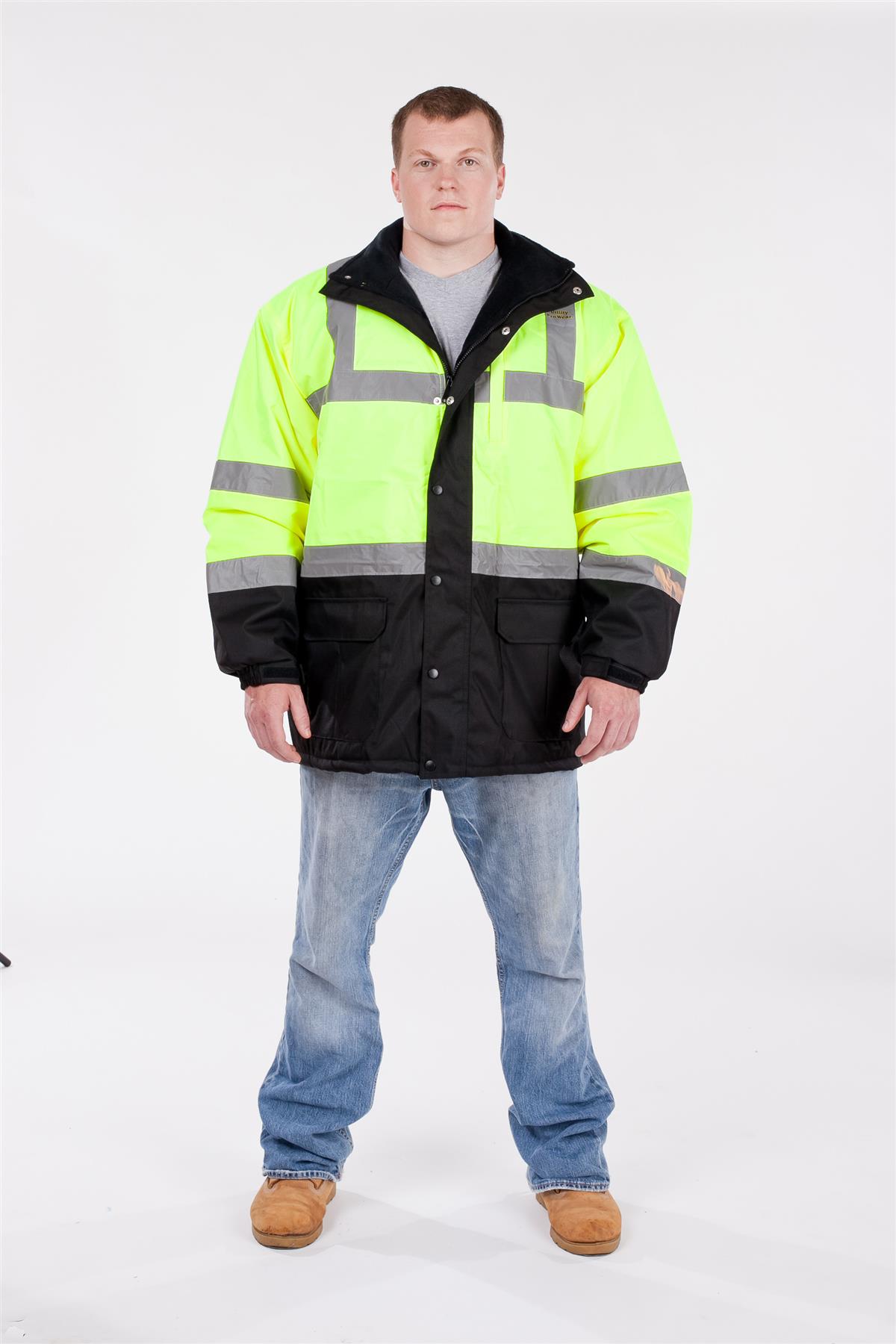 Utility Pro Wear UHV1004 Stain-Resistant ANSI Class 3 Hi Vis Contractor Parka Poly Fleece Liner - Image 2