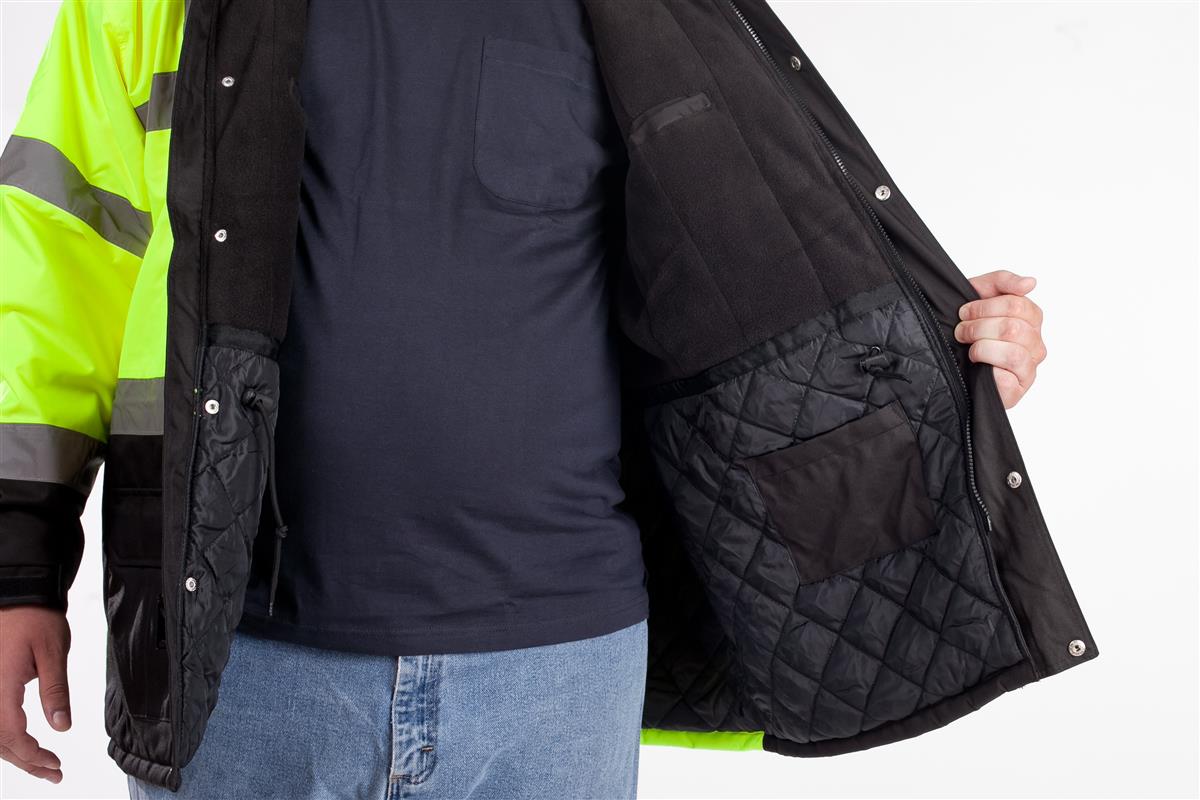 Utility Pro Wear UHV1004 Stain-Resistant ANSI Class 3 Hi Vis Contractor Parka Poly Fleece Liner - Image 5