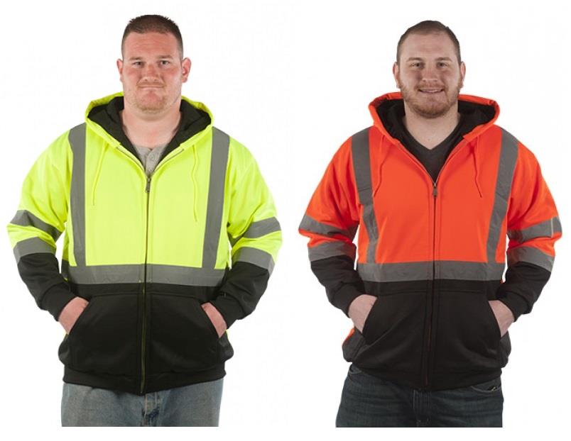 Utility Pro Wear UHV425 Stain-Resistant ANSI Class 3 Hi Vis Hooded Zip Front Sweatshirt, Tricot Lining with Self Wicking - Image 2