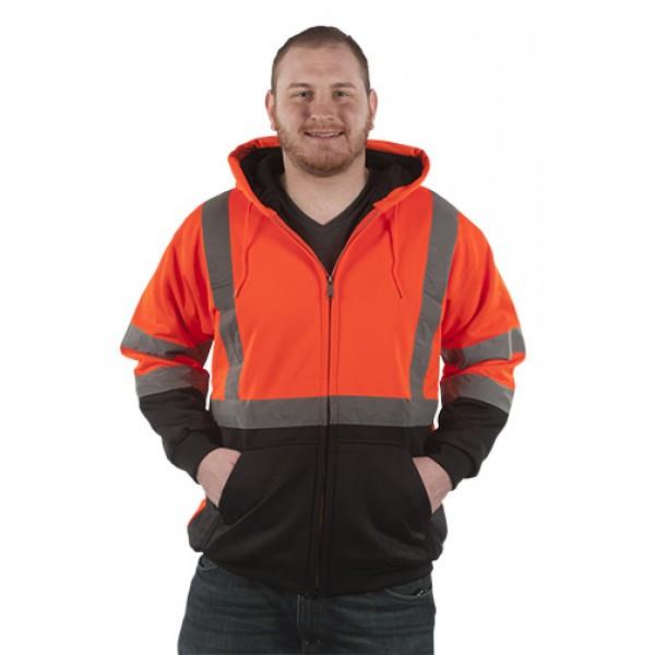 Utility Pro Wear UHV425 Stain-Resistant ANSI Class 3 Hi Vis Hooded Zip Front Sweatshirt, Tricot Lining with Self Wicking - Image 4