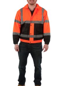 Alternative view of Utility Pro Wear UHV562-OB Hi Vis Orange Quilted Bomber Jacket, ANSI Class 3, Stain Resistant Dupont Teflon Fabric Protector, Hidden Hood