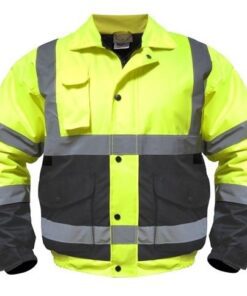 Alternative view of Utility Pro Wear UHV562-YB Hi Vis Yellow Quilted Bomber Jacket, ANSI Class 3, Stain Resistant Dupont Teflon Fabric Protector, Hidden Hood